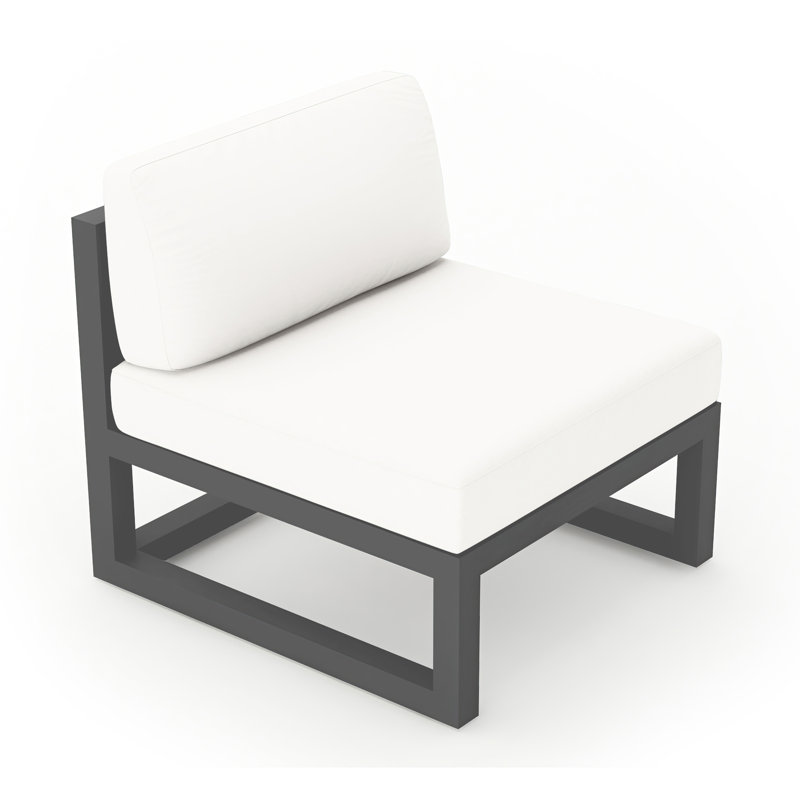Chaise de patio avec coussins Sunbrella Smith, Toile toile naturelle Sunbrella®, Ardoise