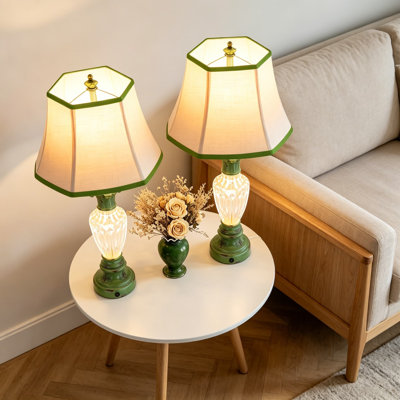 Ensemble de 2 lampes de table rétro avec ports de charge USB, lampes de chevet de ferme de 28,5 pouces avec température de couleur à 3 voies et veilleuse intégrée, comprend des ampoules à DEL pour le salon et la chambre à coucher