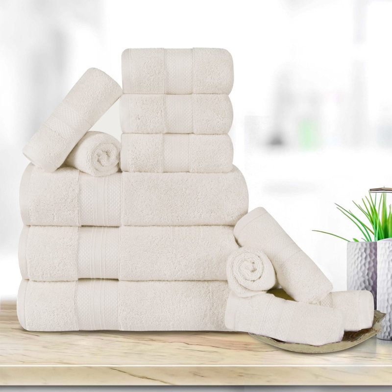 Finnian Plush Heavyweight, 100% Turkish Towel Collection, Ivory, 12 Piece Towel Set