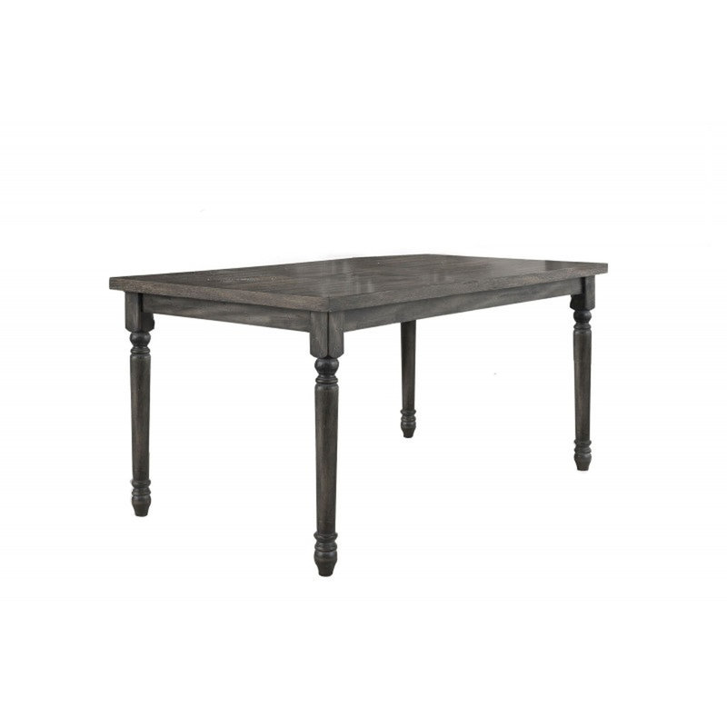 Table de salle à manger rectangulaire transitionnelle rustique en bois plaqué 59 pouces, gris vieilli, 6 sièges, conception à quatre pieds, table à assembler nécessaire, bois gris, pieds