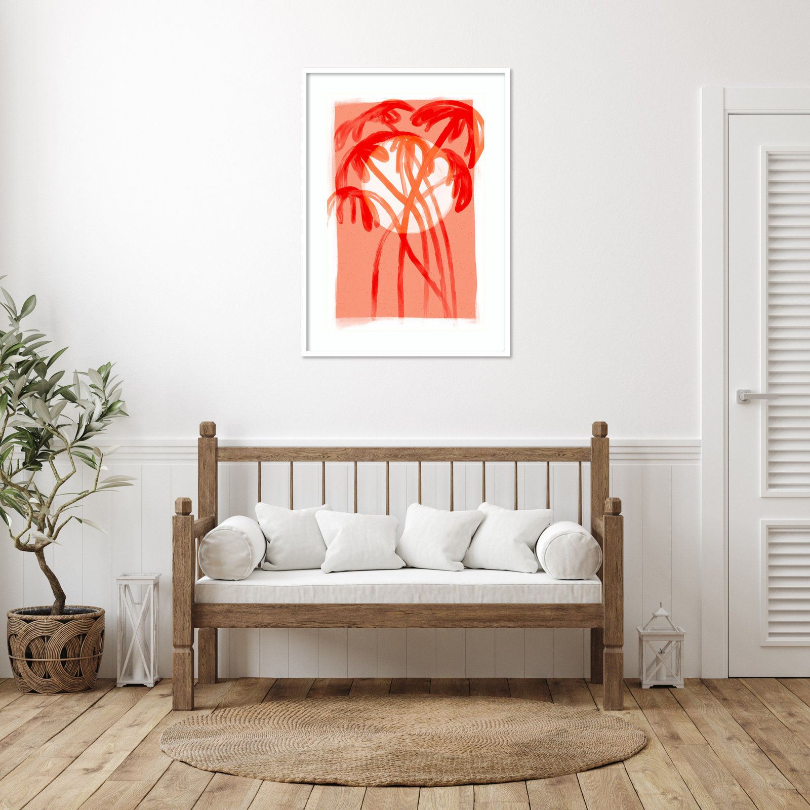 Galya "Palms at Sunset" Print by Treechild, 41" H x 30" W, White