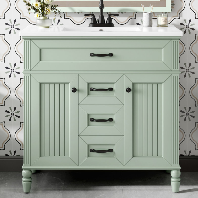 Meuble-lavabo 36 po avec lavabo, Vert