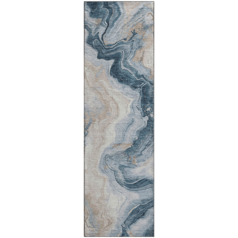 Premium Machine Washable Chelston AMF1862 Swirls Rug, Runner 2'3" x 7'6"