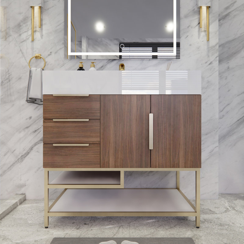 Ensemble de meuble-lavabo simple 36 po Sevara, Bois de rose