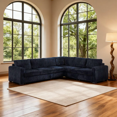 Modular L-Shaped 4-Piece Sectional With Fur-Like Corduroy & Corner Wedge