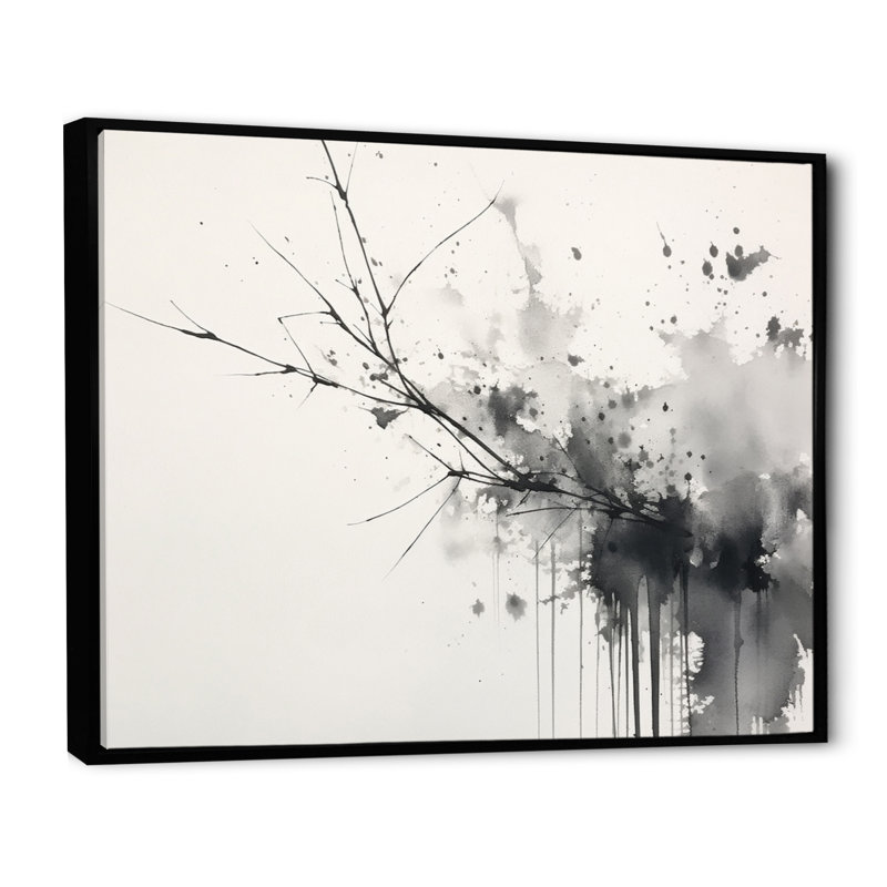 Black And White Pure Serenity I - Minimalism Wall Art Prints, 12" H x 20" W x 1" D, Black Floater Framed