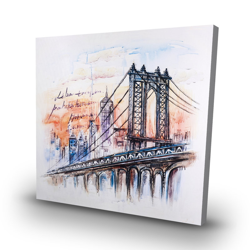 Bridge sketch - 32"x32" art on canvas