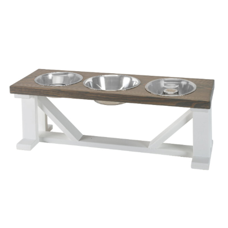 Mangeoire lente surélevée pour animaux de ferme, 8", Blanc / gris