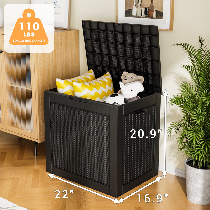 Devoko 22 " W 32 Gallons Water Resistant Resin Lockable Deck Box in Black