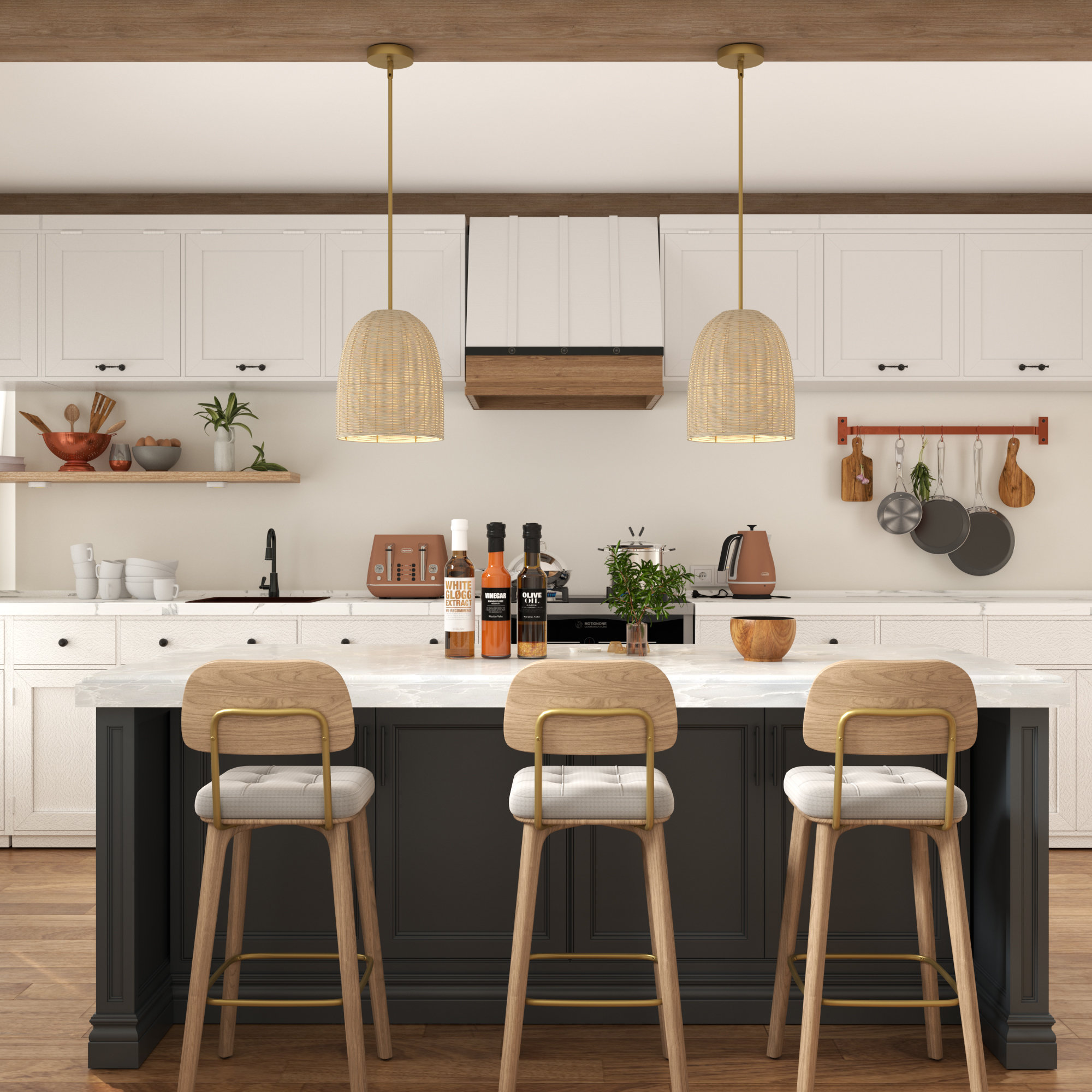 Beachcrest Home™ Derrytown 1 - Light Single Pendant with Rattan Shade ...