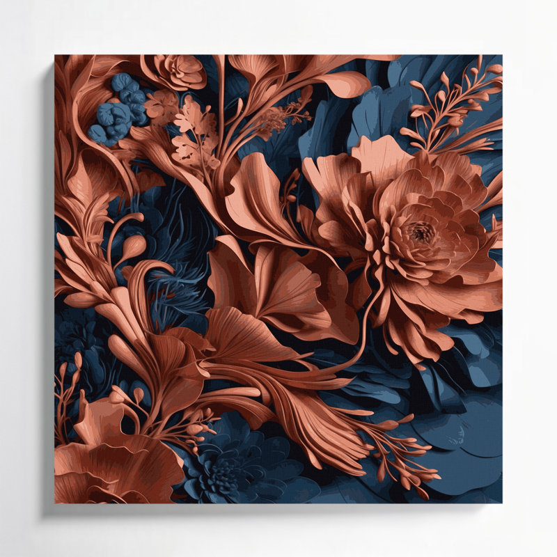 «Abstract Florals 49», art mural sur toile mauve, H 32 po x l 32 po
