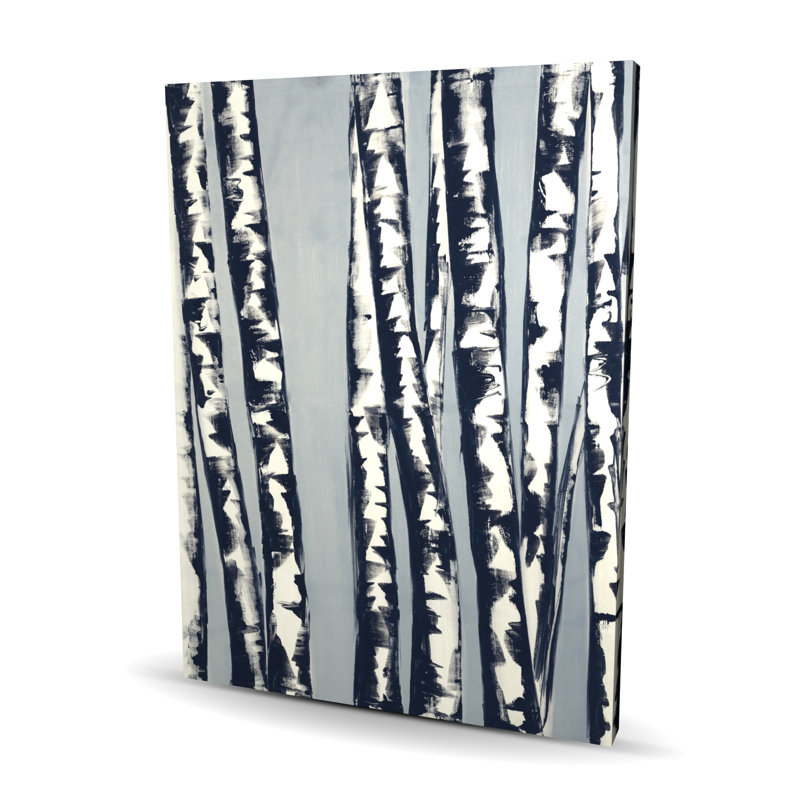 Abstract Birch Forest - Blue Rustic Canvas for Home Decor