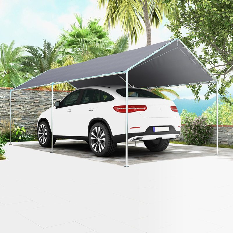 Heavy Duty Galvanized Car Canopy, Gray