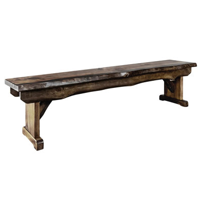 Navarra Collection Live Edge 6 Foot Wooden Bench, Provincial Stain and Clear Lacquer Finish
