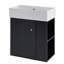 Modern Floating Bathroom Vanity - Wave-patterned Soft-close Door, Handle, Ceramic Sink-1018878543