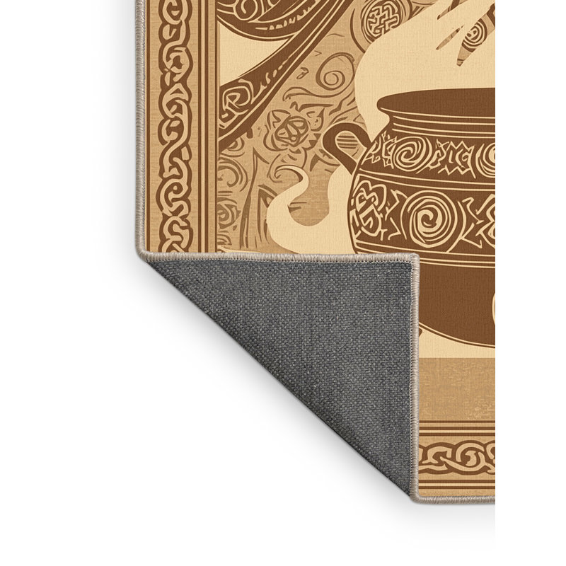Tapis oriental doux et moelleux de style oriental Iseminger Dagda brun et beige, 8 x 12