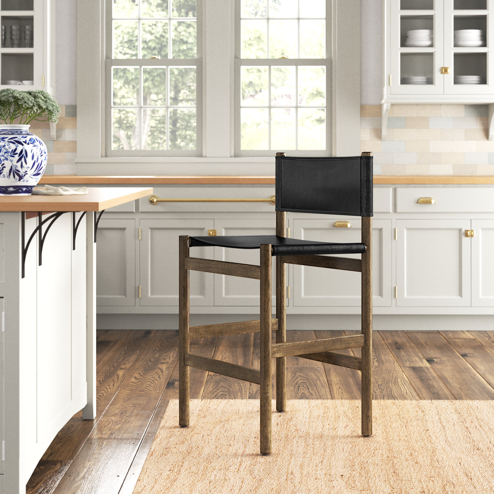 Matisse Bar Stool, Counter Stool (26.5" Seat Height), Black, Vintage Natural