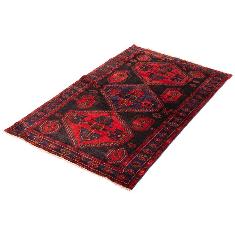 Tapis noir Anadol noué à la main de conception unique 4 pi 4 po x 6 pi 10 po