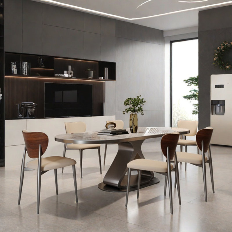 Ensemble de table de salle à manger moderne et simple en acier au carbone, H 29,5 po x L 63 po x l 31,5 po