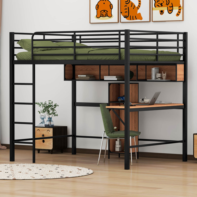 Lit mezzanine double Laile Kids, Brun clair