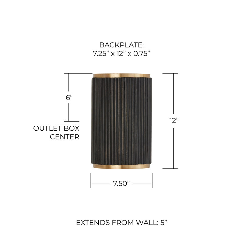 Donovan Steel Flush Mounted Sconce, Black Stain/Matte Brass