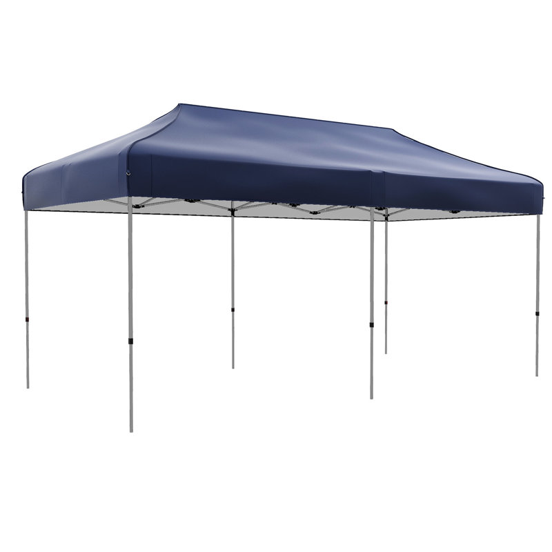 Auvent portatif bleu foncé - réglage de la hauteur à 3 niveaux pour les aventures en plein air. Installation rapide avec sac à roulettes. Parasols et fêtes. Tissu en acier robuste. 3 réglables