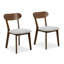Ensemble de 2 chaises de salle à manger en bois massif de style Mid-Century moderne avec revêtement, chaise de cuisine avec dossier incurvé et coussins de pieds réglables (coussin)