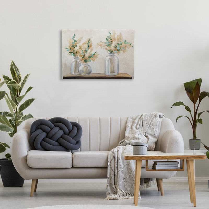 Pampas et eucalyptus, art mural par Julia Purinton, H 20 po x l 30 po
