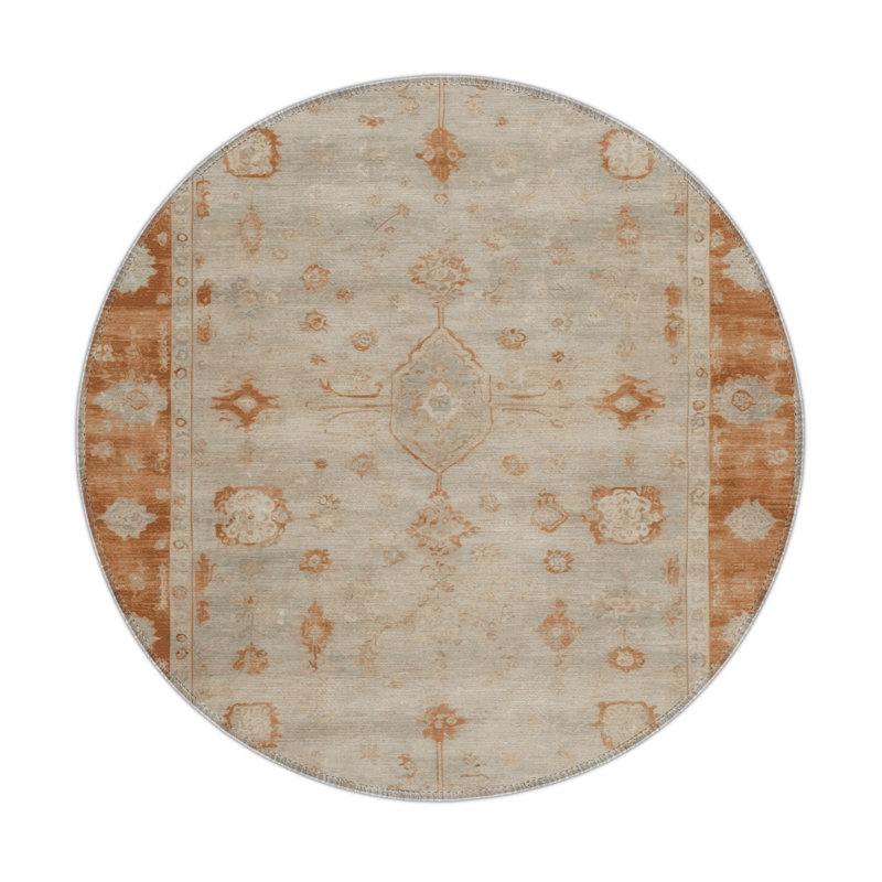 Tapis d'intérieur et d'extérieur surteint beige, Rond 5 pi