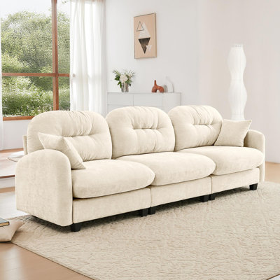 Three-Seate Modular Sectional Couch,Soft Chenille Fabric High-Density Foam ,Tufted Cushion Backrest Design Ergonomic Design,Elegant Armrests,High Quality Wooden Base,Fits Bedrooms Living Rooms