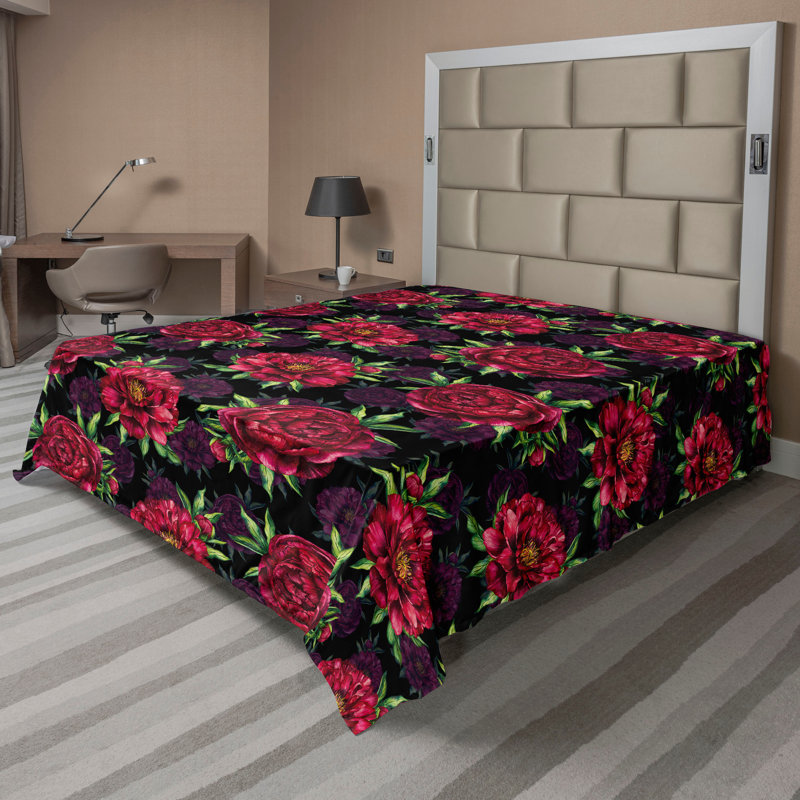 Drap plat Ambesonne, Drap plat de taille très grand, Motif floral vert