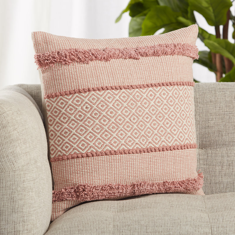 Square Embroidered Christmas Cotton Throw Pillow, 18 in