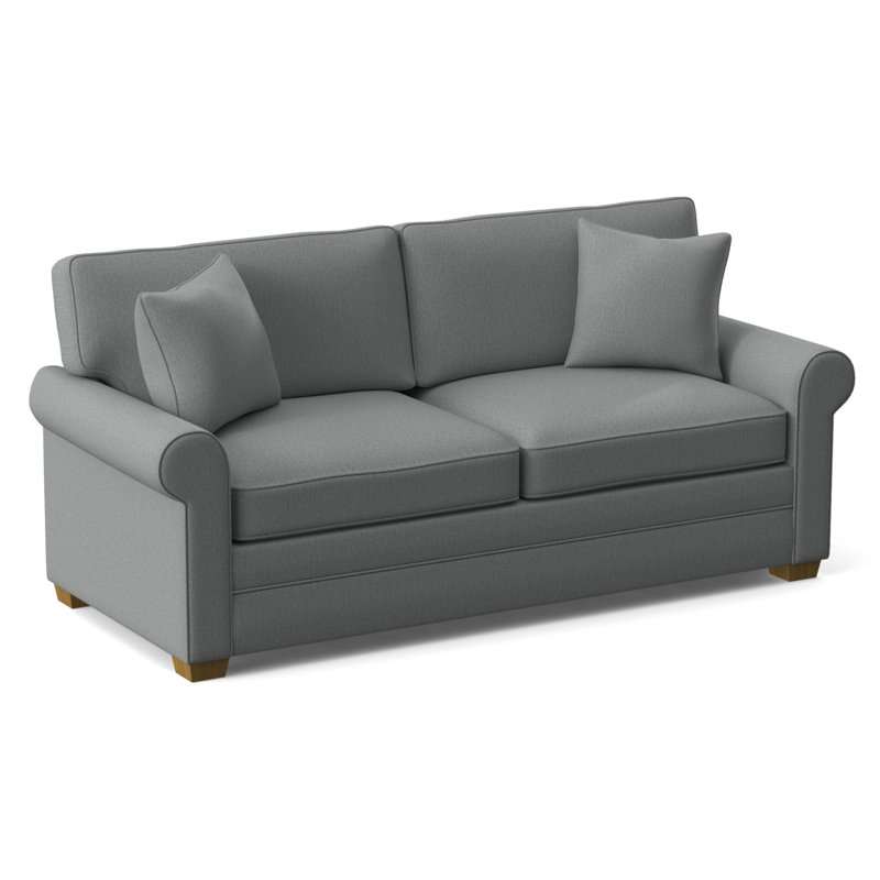 Bedford Upholstered 86'' Sofa, Light Blue Performance Fabric; 0851-55, Flax