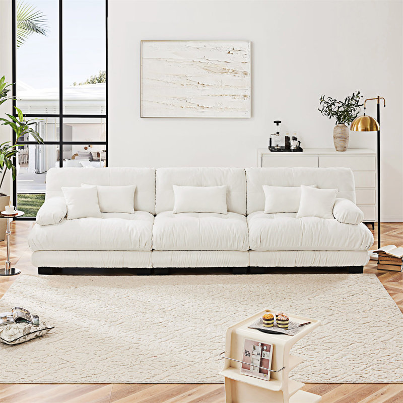Upholstered Modular Sectional Sofa Couch, White