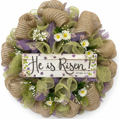 Religious Easter Wreath He Is Risen