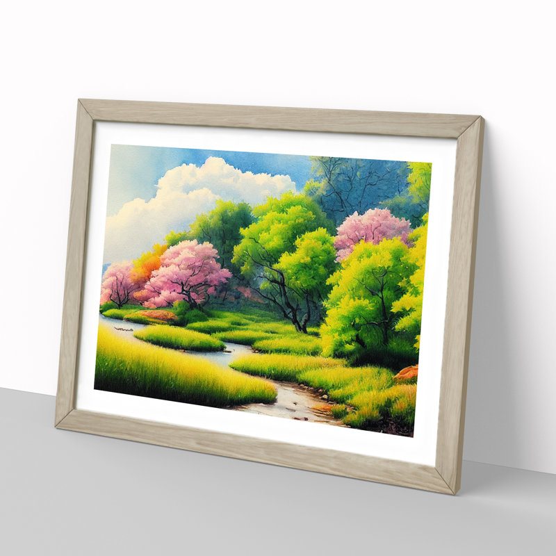 Spring Forest Watercolour Vol.8 - Single Picture Frame Print, Oak, 34cm H x 46cm W x 2cm D