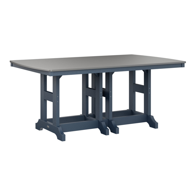 Table de salle à manger rectangulaire Berlin Garden, Marine, Acier inoxydable martelé, H 30,87 po x l 72 po x P 44 po