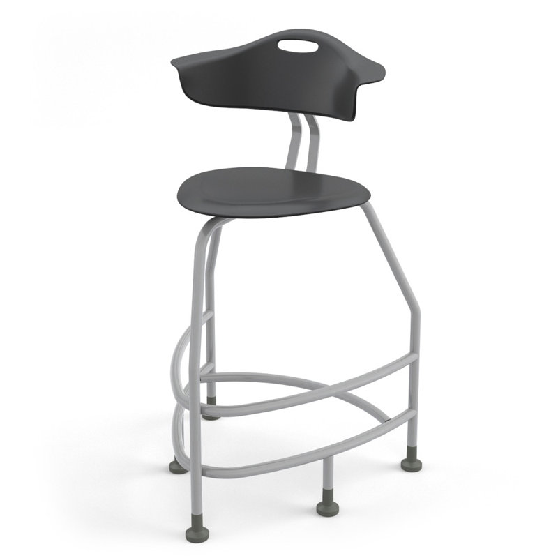 Tabouret 360 avec dossier, H 30 po, glissières, Noir, noir, noir, noir