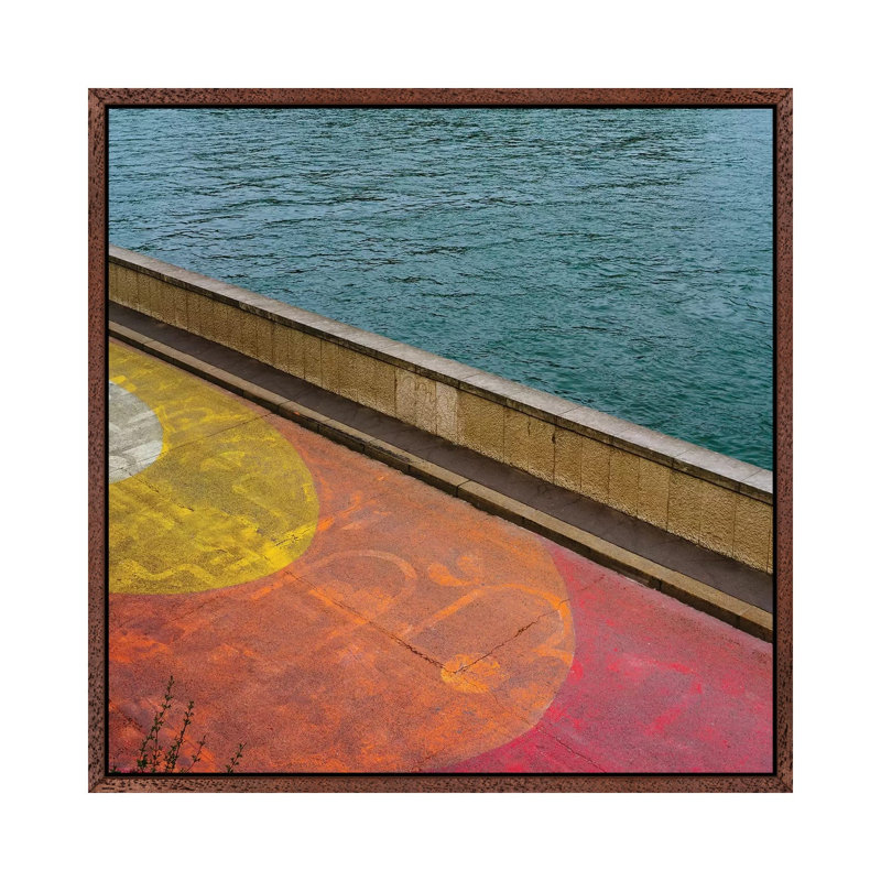 The Seine III by Bethany Young - Print on Canvas, 45.72cm H x 45.72cm W x 3.81cm D, Classic Brown Wood Framed