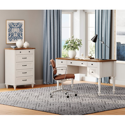 2 Piece Office Set, 56" Executive Writing Desk & 5 Drawer Dresser