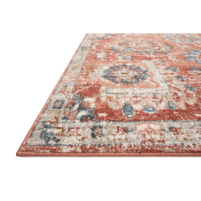 Tapis floral rouille / beige Limaville, Rectangle 7 pi 10 po x 10 pi
