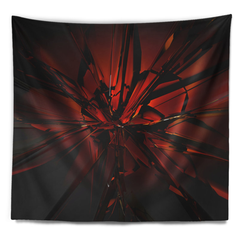 Tapisserie en cristal rouge en 3d abstract belle, H 32 po x l 39 po