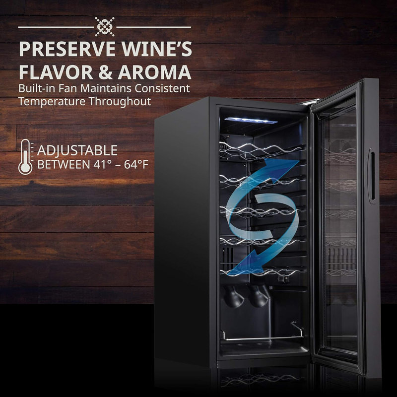Ivation 13.6'' 18 Bottle Single Zone Freestanding Wine Refrigerator with 5-piece wine gift set