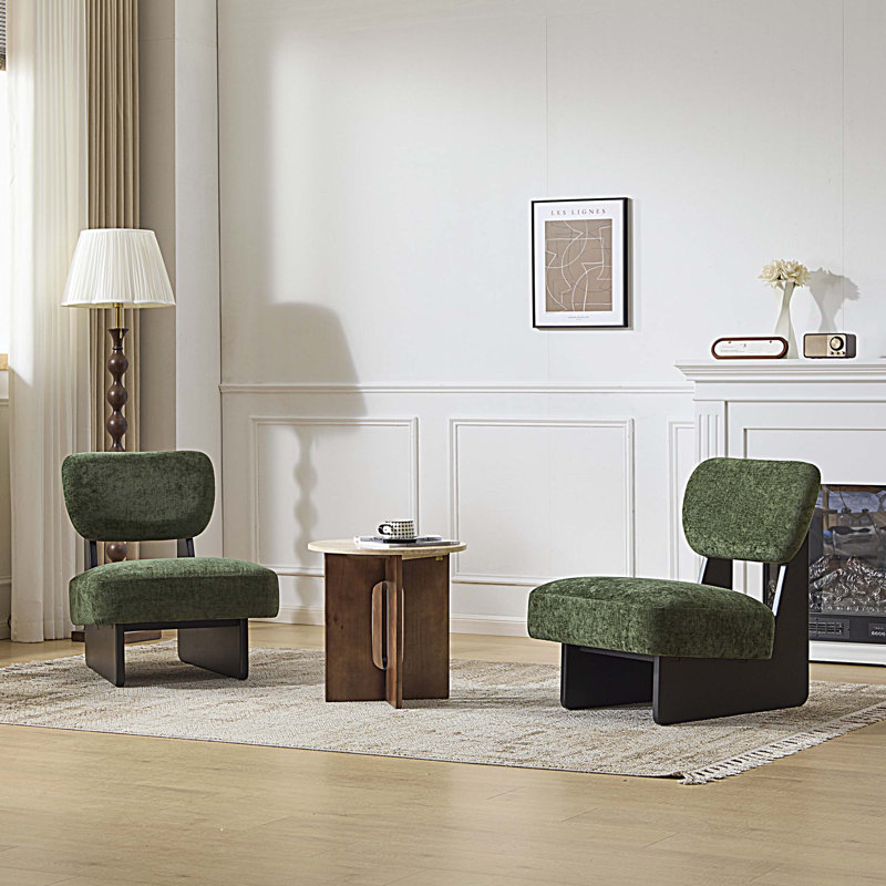 Chaises d'appoint rembourrées en tissu Vierra, Noir, Vert