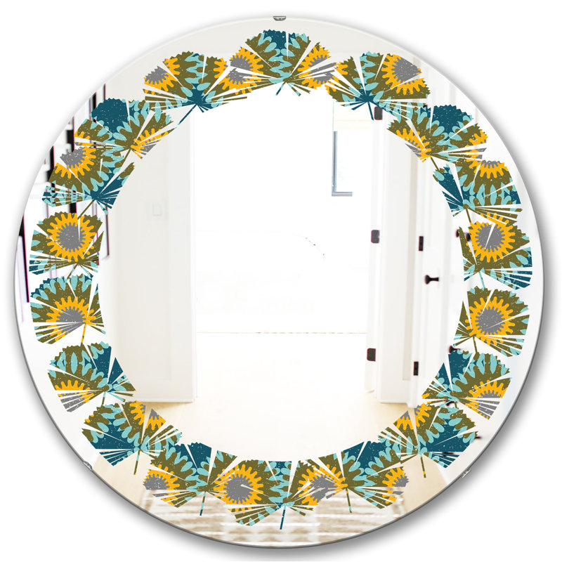 Miroir d'appoint mural Leaves Coastal, Feuilles à motif circulaire I Cottage Americana, H 31,5 po x l 31,5 po