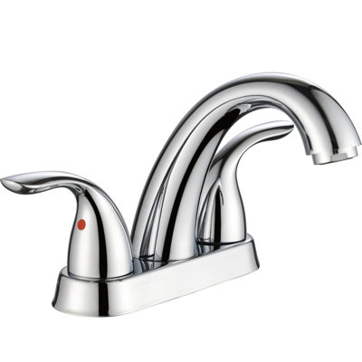 Robinet de lavabo de salle de bain, bec mi-arqué de 5,45 po, 2 poignées, teinture, conduites d'eau, alliage de zinc fixé au pont, montage