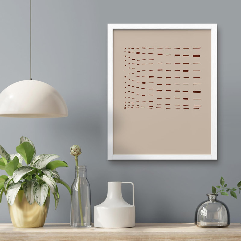 «Brown Geometric Dot Abstract Classic» sur papier, Blanc, H 10 po x l 8 po