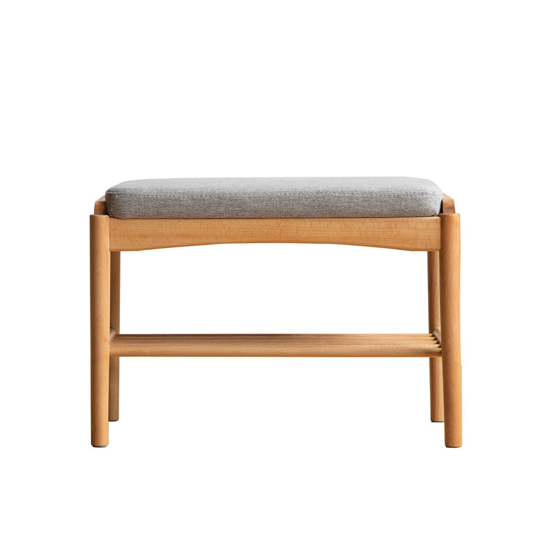 Natural Solid Wood Shoe Bench, Gray