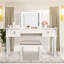 Bureau de coiffeuse en miroir avec tiroirs, ensemble de coiffeuse de chambre à coucher avec miroir et tabouret, coiffeuse rabattable pour chambre / salle de maquillage, bureau de travail pour femmes