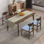  Chaises de cuisine en bois revêtues de tissu de lin avec siège rembourré-1163678173